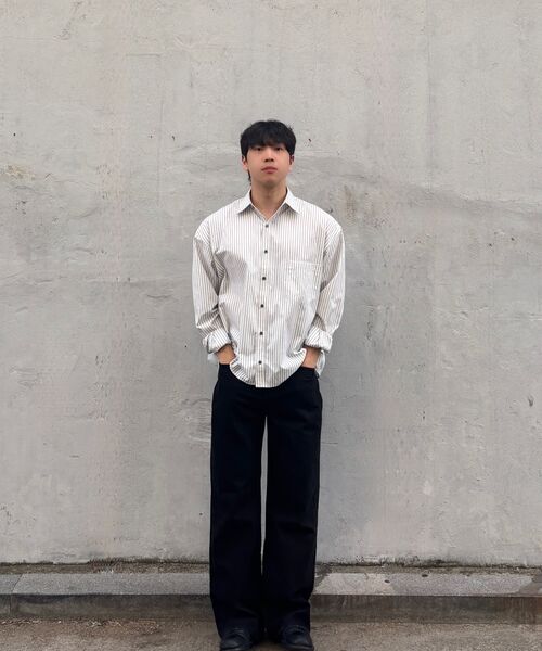 INDUST(インダスト)の「クロップローレンストライプシャツ_アイボリー(シャツ/ブラウス・レディース・アイボリー・1(S)/2(M)/3(L))」の5枚目の写真