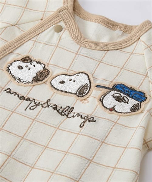 PEANUTS(ピーナッツ)の「【スヌーピー】半袖カバーオール <綿100%>(ロンパース・キッズ・ホワイト×ブラウン/ホワイト×レッド・60-70㎝/50-60㎝)」の9枚目の写真