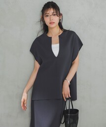 【WEB限定カラー】スゴ機能美ニット キーネック ジレ