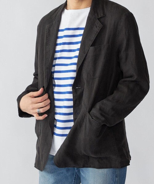 SHIPS(シップス)の「SHIPS: 〈洗濯機可能〉リネン ウォッシュド ジャケット(テーラードジャケット・メンズ・カーキ/ブラック・X-LARGE/LARGE/MEDIUM)」の1枚目の写真