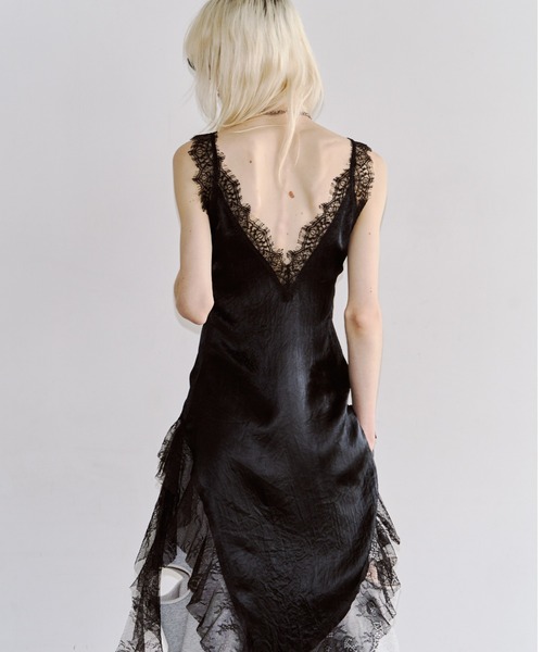 JOSE MOON（ジョゼムーン）の「TWO SIDE LACE DRESS/トゥーサイドレースドレス（ワンピース・レディース・ブラック/ホワイト・38/36）」の6枚目の写真
