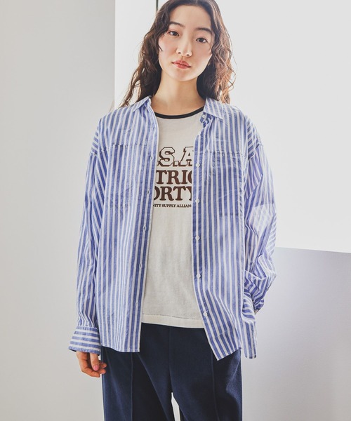 niko and...(ニコアンド)の「プレミアムローン柄シャツ(シャツ/ブラウス・レディース・レッド/グリーン/ブラック/ブルー・LARGE/MEDIUM)」の4枚目の写真