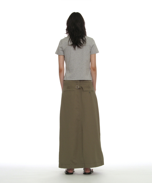 PARTIMENTO WOMEN(パルティメントウィメン)の「インバーテッドドローストリングマキシスカート_カーキグリーン(スカート・レディース・その他・SMALL/MEDIUM)」の4枚目の写真