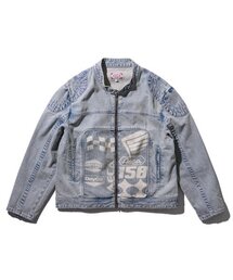 AECA（エイカ）の「DENIM PRINTED BIKER JACKET-BLUE（デニムジャケット）」