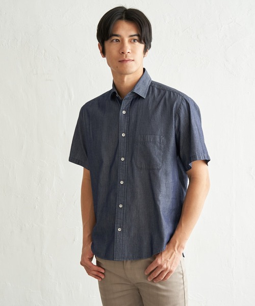 ikka(イッカ)の「【MonoMax × 小泉孝太郎】インディゴ冷感スイスカラーシャツ「小泉孝太郎さん着用モデル」(シャツ/ブラウス・メンズ・ブルー/ブラック/ネイビー・XL/L/M/S)」の3枚目の写真