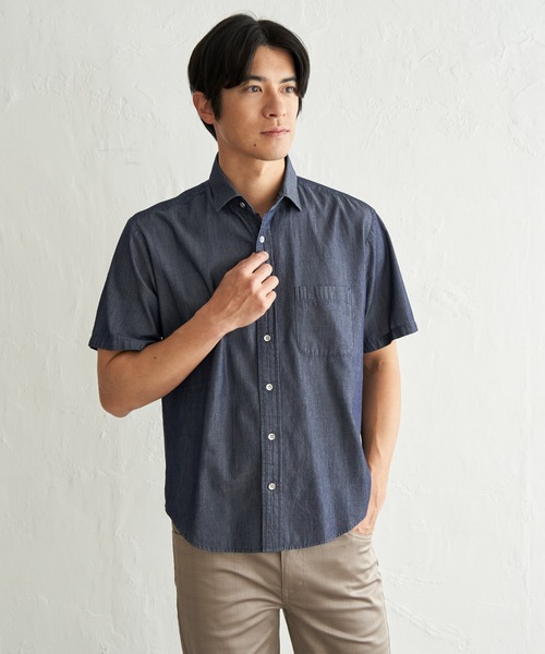 ikka(イッカ)の「【MonoMax × 小泉孝太郎】インディゴ冷感スイスカラーシャツ「小泉孝太郎さん着用モデル」(シャツ/ブラウス・メンズ・ブルー/ブラック/ネイビー・XL/L/M/S)」の5枚目の写真