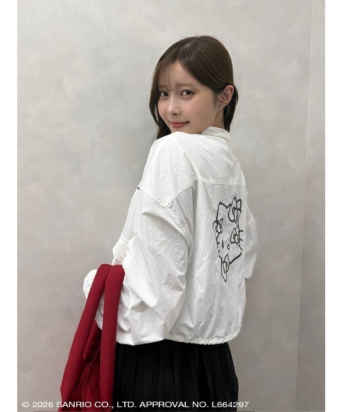 sanrio house(サンリオハウス)の「ハローキティ バックデザインリボンナイロンブルゾン(ブルゾン・レディース・ホワイト/ライトピンク/ブラック・F)」の13枚目の写真