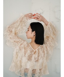 sheer lace ruffle blouse