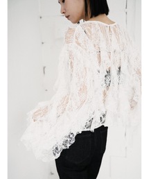 sheer lace ruffle blouse