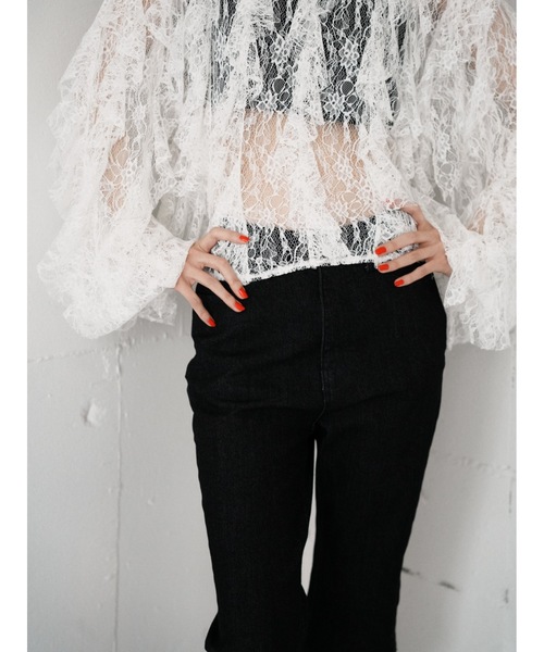 Katrin TOKYO(カトリーントーキョー)の「sheer lace ruffle blouse(シャツ/ブラウス・レディース・ベージュ/ネイビー/ホワイト・FREE/XS)」の6枚目の写真