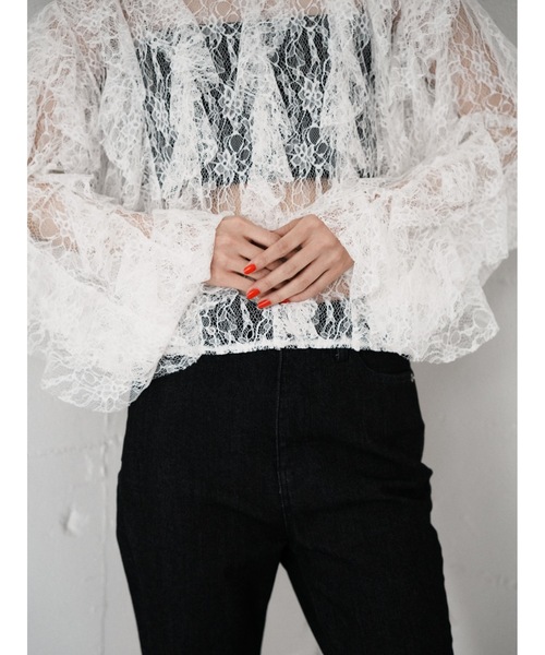 Katrin TOKYO(カトリーントーキョー)の「sheer lace ruffle blouse(シャツ/ブラウス・レディース・ベージュ/ネイビー/ホワイト・FREE/XS)」の10枚目の写真