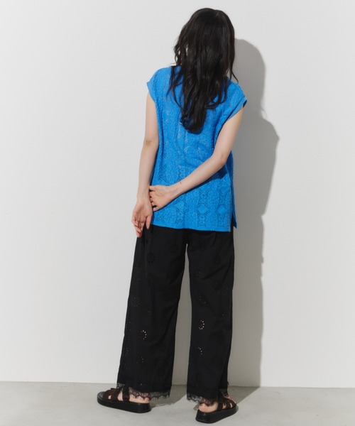 Unitage(ユニテージ)の「レースコンビカットワーク刺繍イージーパンツ(その他パンツ・レディース・ホワイト/ブラック・FREE)」の7枚目の写真