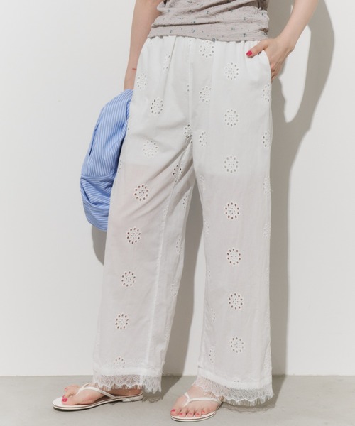 Unitage(ユニテージ)の「レースコンビカットワーク刺繍イージーパンツ(その他パンツ・レディース・ホワイト/ブラック・FREE)」の12枚目の写真