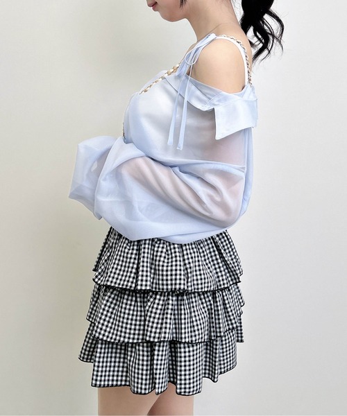 INGNI(イング)の「2Way肩リボンオフショルシアーシャツ(シャツ/ブラウス・レディース・イエロー/ピンク/アイボリー/サックスブルー・M)」の17枚目の写真