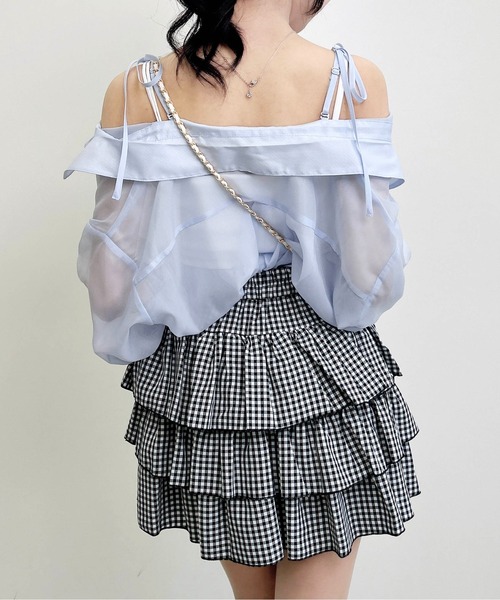 INGNI(イング)の「2Way肩リボンオフショルシアーシャツ(シャツ/ブラウス・レディース・イエロー/ピンク/アイボリー/サックスブルー・M)」の18枚目の写真
