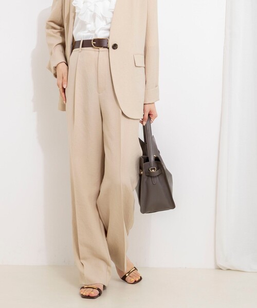 NOLLEY’S(ノーリーズ)の「《セットアップ対応》ウォッシャブルストレッチツイル愛されセミワイドパンツ(その他パンツ・レディース・ネイビー/ベビーピンク/ベージュ/グレイッシュブルー・40/38/36/34)」の2枚目の写真