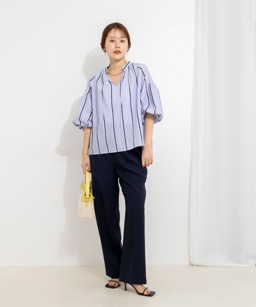 NOLLEY’S(ノーリーズ)の「《セットアップ対応》ウォッシャブルストレッチツイル愛されセミワイドパンツ(その他パンツ・レディース・ネイビー/ベビーピンク/ベージュ/グレイッシュブルー・40/38/36/34)」の21枚目の写真