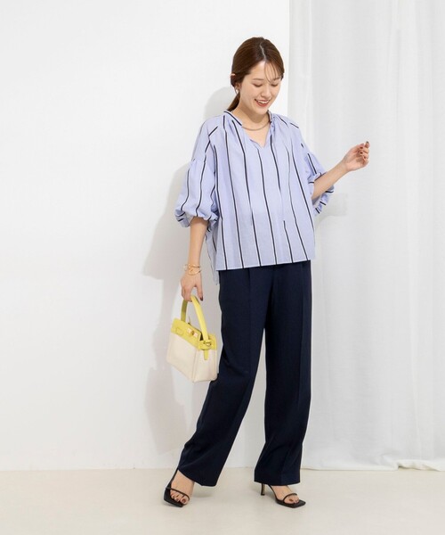 NOLLEY’S(ノーリーズ)の「《セットアップ対応》ウォッシャブルストレッチツイル愛されセミワイドパンツ(その他パンツ・レディース・ネイビー/ベビーピンク/ベージュ/グレイッシュブルー・40/38/36/34)」の22枚目の写真