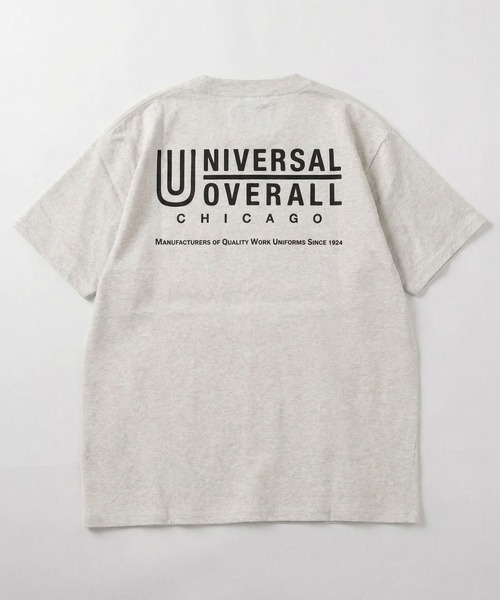 UNIVERSAL OVERALL(ユニバーサルオーバーオール)の「【92】【UNIVERSAL OVERALL/ユニバーサルオーバーオール】バックロゴプリント ポケット付 クルーネックTシャツ/ピスネーム/アメカジ(Tシャツ/カットソー・メンズ・ブラック/ホワイト/ネイビー/アッシュグレー・M/XL/L)」の2枚目の写真