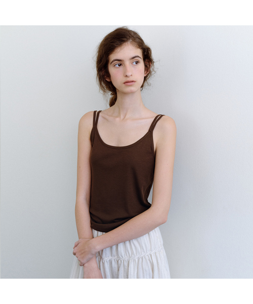 URAGO(ユラーゴ)の「Tencel double sleeveless(Tシャツ/カットソー・レディース・アイボリー/ブラック/オートミール/ブラウン・FREE)」の3枚目の写真