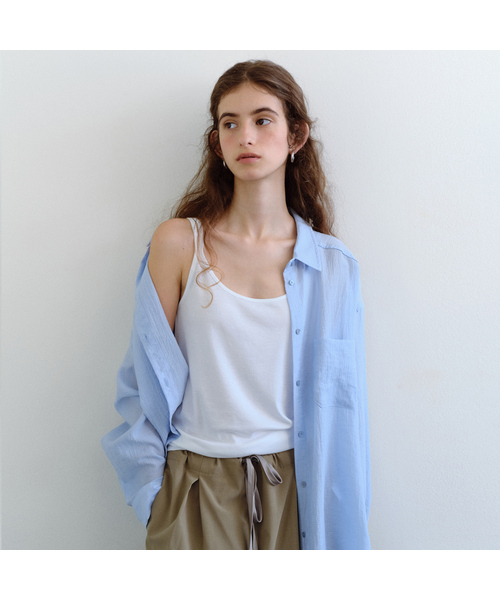 URAGO(ユラーゴ)の「Tencel double sleeveless(Tシャツ/カットソー・レディース・アイボリー/ブラック/オートミール/ブラウン・FREE)」の2枚目の写真