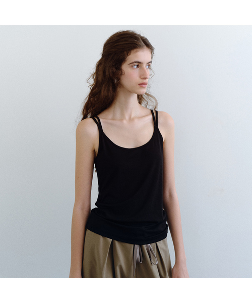 URAGO(ユラーゴ)の「Tencel double sleeveless(Tシャツ/カットソー・レディース・アイボリー/ブラック/オートミール/ブラウン・FREE)」の1枚目の写真