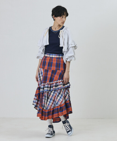 Freada(フリーダ)の「Freada/フリーダ チェック×チェックアシメフリルスカート(スカート・レディース・レッド/イエロー・ONE SIZE)」の12枚目の写真