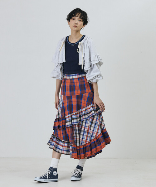 Freada(フリーダ)の「Freada/フリーダ チェック×チェックアシメフリルスカート(スカート・レディース・レッド/イエロー・ONE SIZE)」の13枚目の写真