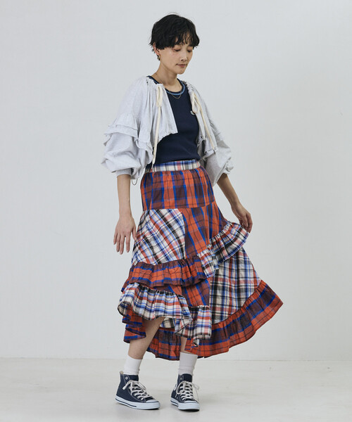 Freada(フリーダ)の「Freada/フリーダ チェック×チェックアシメフリルスカート(スカート・レディース・レッド/イエロー・ONE SIZE)」の14枚目の写真