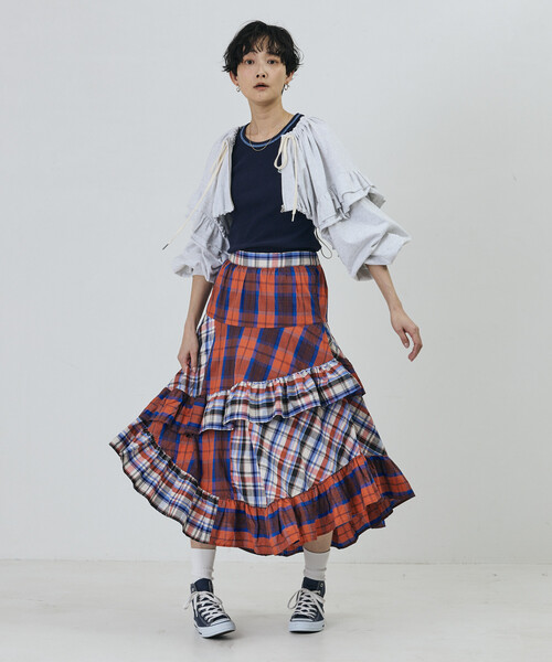 Freada(フリーダ)の「Freada/フリーダ チェック×チェックアシメフリルスカート(スカート・レディース・レッド/イエロー・ONE SIZE)」の16枚目の写真