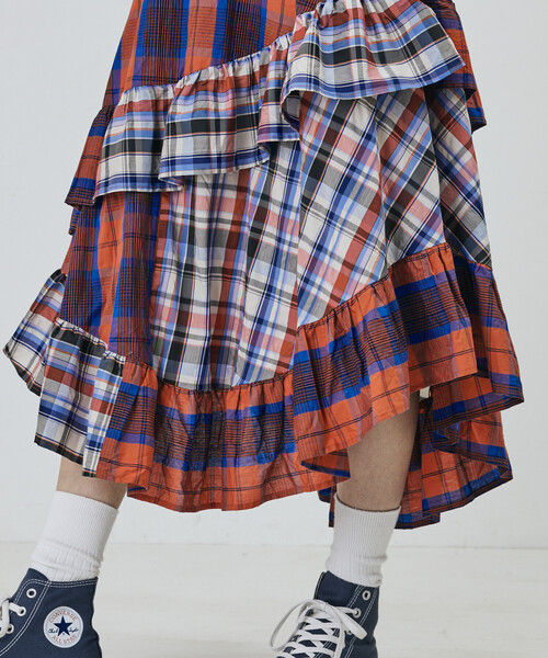 Freada(フリーダ)の「Freada/フリーダ チェック×チェックアシメフリルスカート(スカート・レディース・レッド/イエロー・ONE SIZE)」の21枚目の写真