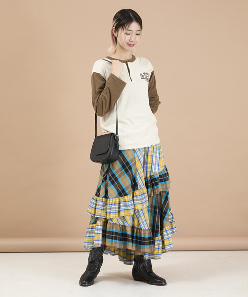 Freada(フリーダ)の「Freada/フリーダ チェック×チェックアシメフリルスカート(スカート・レディース・レッド/イエロー・ONE SIZE)」の10枚目の写真