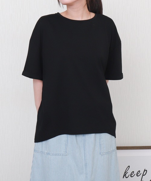 libelle more（リベル モア）の「ワイドシルエット切替デザインプルオーバー【接触冷感／吸水速乾／遮熱】（Tシャツ/カットソー・レディース・チャコールグレー/オフホワイト/ブラック/ボルドー・M/L）」の3枚目の写真