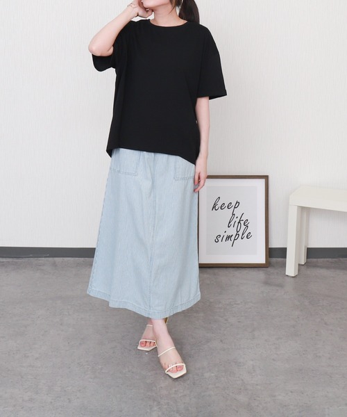 libelle more（リベル モア）の「ワイドシルエット切替デザインプルオーバー【接触冷感／吸水速乾／遮熱】（Tシャツ/カットソー・レディース・チャコールグレー/オフホワイト/ブラック/ボルドー・M/L）」の16枚目の写真