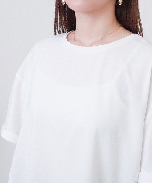 libelle more（リベル モア）の「ワイドシルエット切替デザインプルオーバー【接触冷感／吸水速乾／遮熱】（Tシャツ/カットソー・レディース・チャコールグレー/オフホワイト/ブラック/ボルドー・M/L）」の11枚目の写真