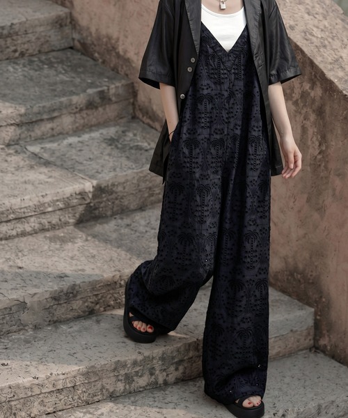 antiqua(アンティカ)の「ノースリーブ 綿100 サロペット(サロペット/オーバーオール・レディース・ブラック・ONESIZE)」の12枚目の写真