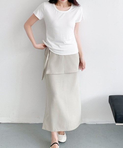 LOWO(ロワ)の「【超ストレッチ / M~4L】型崩れしにくい極上コットンプルオーバー(Tシャツ/カットソー・レディース・イエロー/チャコールグレー/ホワイト/ブラック/ブルー/ピンク・M/2L/L/4L/3L)」の10枚目の写真