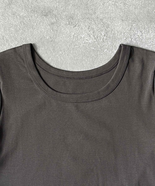 LOWO(ロワ)の「【超ストレッチ / M~4L】型崩れしにくい極上コットンプルオーバー(Tシャツ/カットソー・レディース・イエロー/チャコールグレー/ホワイト/ブラック/ブルー/ピンク・M/2L/L/4L/3L)」の19枚目の写真