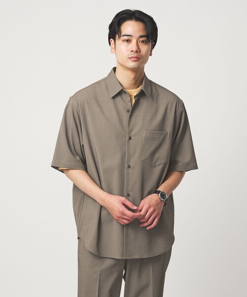 green label relaxing(グリーンレーベルリラクシング)の「ポリエステル ドビー ジャストルーズ 半袖 シャツ -接触冷感・吸水速乾・ストレッチ-(シャツ/ブラウス・メンズ・モカ/ダークグレー/ロイヤルブルー・XL/M/L/S)」の2枚目の写真