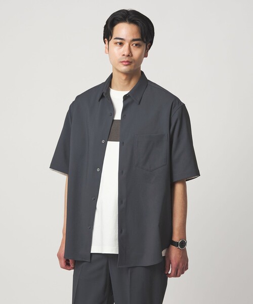 green label relaxing(グリーンレーベルリラクシング)の「ポリエステル ドビー ジャストルーズ 半袖 シャツ -接触冷感・吸水速乾・ストレッチ-(シャツ/ブラウス・メンズ・モカ/ダークグレー/ロイヤルブルー・XL/M/L/S)」の7枚目の写真