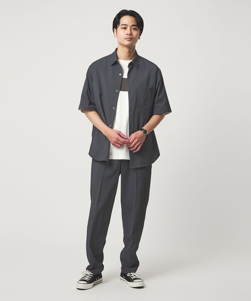 green label relaxing(グリーンレーベルリラクシング)の「ポリエステル ドビー ジャストルーズ 半袖 シャツ -接触冷感・吸水速乾・ストレッチ-(シャツ/ブラウス・メンズ・モカ/ダークグレー/ロイヤルブルー・XL/M/L/S)」の8枚目の写真