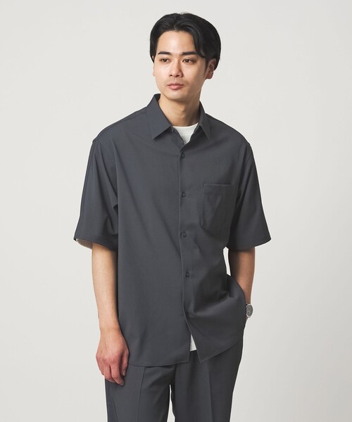 green label relaxing(グリーンレーベルリラクシング)の「ポリエステル ドビー ジャストルーズ 半袖 シャツ -接触冷感・吸水速乾・ストレッチ-(シャツ/ブラウス・メンズ・モカ/ダークグレー/ロイヤルブルー・XL/M/L/S)」の9枚目の写真