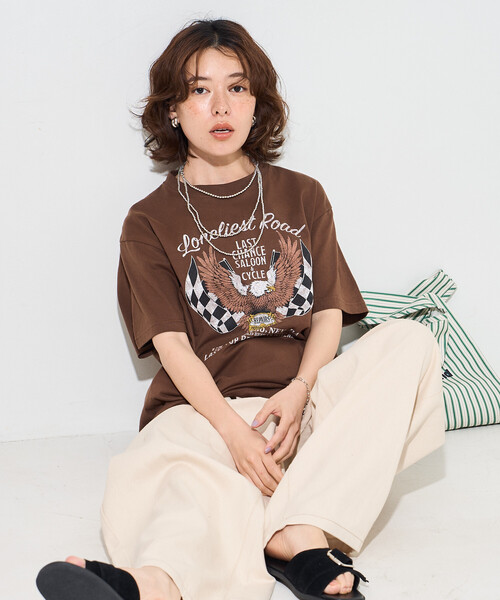 FREAK'S STORE(フリークスストア)の「ROCK T-SHIRT/ロックTシャツ(Tシャツ/カットソー・レディース・チャコールグレー/ブラウン/ダークグレー・フリ-)」の7枚目の写真