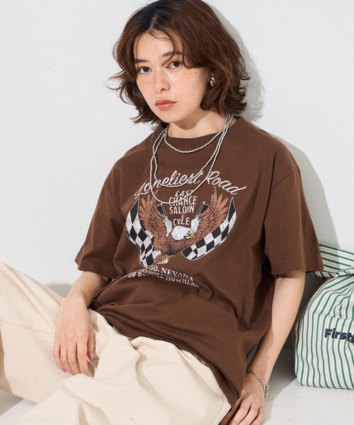 FREAK'S STORE(フリークスストア)の「ROCK T-SHIRT/ロックTシャツ(Tシャツ/カットソー・レディース・チャコールグレー/ブラウン/ダークグレー・フリ-)」の8枚目の写真