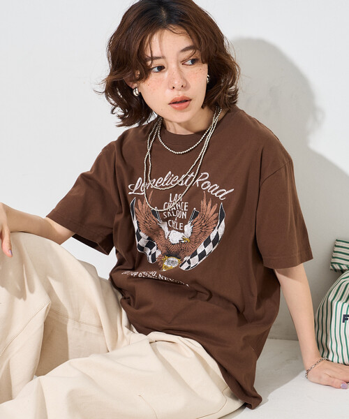 FREAK'S STORE(フリークスストア)の「ROCK T-SHIRT/ロックTシャツ(Tシャツ/カットソー・レディース・チャコールグレー/ブラウン/ダークグレー・フリ-)」の10枚目の写真