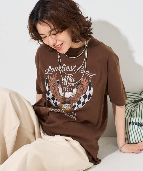 FREAK'S STORE(フリークスストア)の「ROCK T-SHIRT/ロックTシャツ(Tシャツ/カットソー・レディース・チャコールグレー/ブラウン/ダークグレー・フリ-)」の11枚目の写真