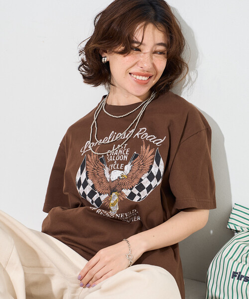 FREAK'S STORE(フリークスストア)の「ROCK T-SHIRT/ロックTシャツ(Tシャツ/カットソー・レディース・チャコールグレー/ブラウン/ダークグレー・フリ-)」の13枚目の写真