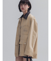 Signature Logo Overfit Work Jacket_BEIGE