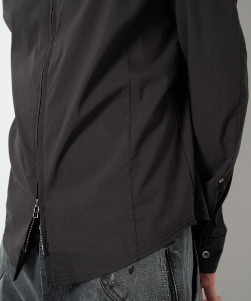 CONZ(コンズ)の「fitted zip up shirt/冷房対策/ジップシャツ/NVRFRGT(シャツ/ブラウス・メンズ・ブラック/チャコールグレー/ベージュ・1/2/3)」の15枚目の写真