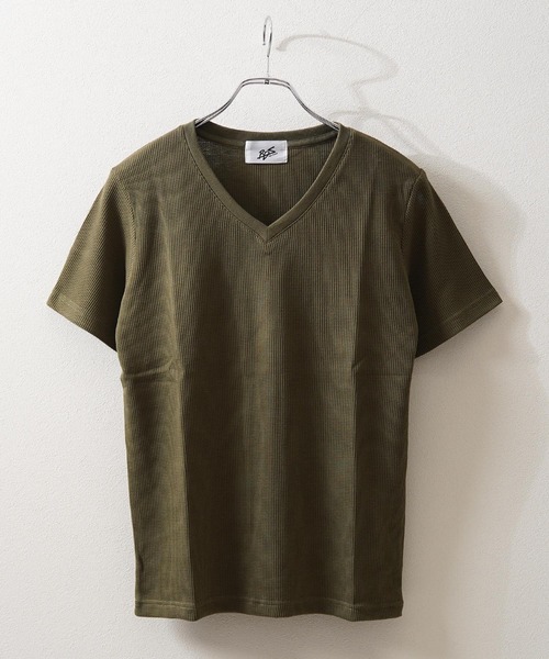 1111clothing(ワンフォークロージング)の「レギュラーフィット サーマル Vネック Tee / Regular Fit Thermal V-Neck T-Shirt(Tシャツ/カットソー・メンズ・グレー/ネイビー/カーキ/ブラック・L/XL/M)」の21枚目の写真